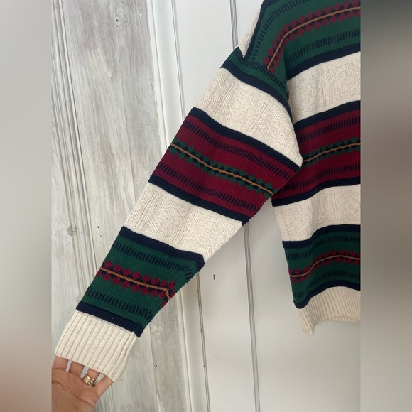 VTG VAN HEUSEN Striped Multicolor crewneck 3D KNIT Sweater MENS small unisex 90s - Picture 2 of 7